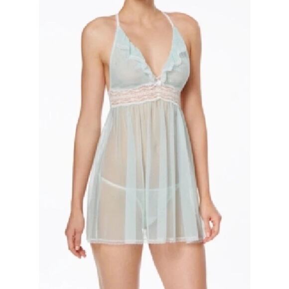 Betsey Johnson Tops - Betsey Johnson Intimates Top Babydoll Y2K Sheer Coquette Boho Romantic Lace MED